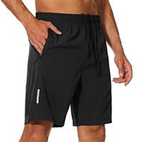 YUTYTH Mens Gym Running Shorts Breathable Quick Dry 7" Gym Athletic Shorts with Zipper Pockets and Reflective Strip