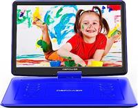 DBPOWER 17.9" Portable DVD Player with 15.6" Large HD Swivel Screen, 6 Hour Rechargeable Battery, Support USB/SD Card/Sync TV/Multiple Disc Formats, High Volume Speaker, Car Charger, Blue