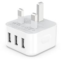 USB Plug, Multi USB Charger 5V 3A for iPhone X XR XS 8 7 6 6S Plus 5 5S 5C SE 14/14 Plus/14 Pro Max 13 12 11, Pad, UK Multiple Wall Charging Adapter Multiport Mains Power Adaptor