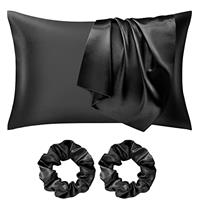 Seiwohl 2 pack Satin Silk Pillowcases for Hair and Skin Silk Pillow Case 2 Pack with Hair Silk Scrunchies, Cooling Pillow cases with Envelope Closure, Standard Size 50x75 cm