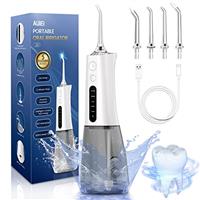 AUIEI Water Flosser for Teeth Cordless, Professional Oral Irrigator 5 Modes & 4 Jet Tips USB-C Rechargeable Teeth Cleaner Portable 300ML