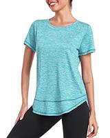 Deaviya Women's Sports T-Shirt Gym Tops, Short Sleeve Workout Casual Running Tops, Ladies Gym Yoga Sports Top, Crew Neck Fitness T-Shirts for Women, Loose Side Split Tee