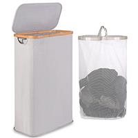 iEGrow Laundry Basket with Lid 60L, Tall Laundry Hamper with Removable and Washable Inner Bag and Handles, Small Storage Washing Baskets for Clothes Toys Towels