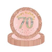 YAAVAAW 16Pcs Baby Pink Paper Plates Party Supplies,7'' Roun