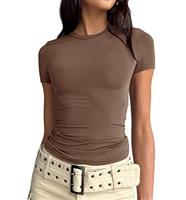LACOZY Women's Short Sleeve Crop Top Solid Color Slim Fit T-Shirt Y2K Streetwear Black S, M, L, XL