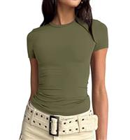 LACOZY Women's Short Sleeve Crop Top Solid Color Slim Fit T-Shirt Y2K Streetwear Black S, M, L, XL