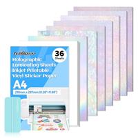 TECKWRAP Printable Vinyl Sticker Paper for Inkjet Printer Matte White Inkjet Printable Sticker Paper Waterproof 8.26" x 11.69" A4 Size 28Pcs/Pack for Craft Sticker, Scrapbooking, Craft Cutters