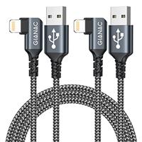 GIANAC iPhone Charger Cable 2Pack, Lightning Cable 90 Degree iPhone Charger Cable Nylon Braided iPho