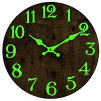 DIYZON Luminous Wall Clock, 16'' Wooden Wall Clocks with Silent Movement and Glowing up Function, No Glass Village Wall Clock Decorative Bedroom, Kitchen, Office, Battery Operated