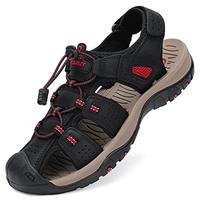 FLARUT Men's Sport Sandals Outdoor Hiking Sandals Closed Toe Lightweight Leather Athletic Trail Walking Casual Sandals Water Shoes
