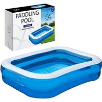 SA Products Paddling Pool for Kids, Pool Inflatable Swimming Pool with Self-Adhesive Repair Patch | Rectangular Large Paddling Pool, Inflatable Pool, Swimming Pools, Paddling Pool for Adults & Kids