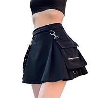 DINGJIUYAN Gothic Y2k Uniform Goth Belt Steampunk Cosplay Grunge Skirt Short Skater Skirt femboy