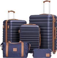 COOLIFE Suitcase Trolley Carry On Hand Cabin Luggage Hard Shell Travel Bag Lightweight with TSA Lock,The Suitcase Included 1pcs Travel Bag and 1pcs Toiletry Bag