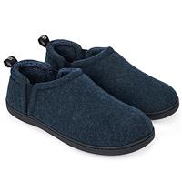 Snug Leaves Men's Wool Felt Slippers Comfy Warm Winter House Shoes with Elastic Gores