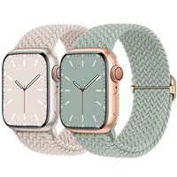 2 Pack Stretchy Braided Solo Loop Compatible for Apple Watch Straps 38mm 40mm 41mm 42mm 44mm 45mm 46mm 49mm, Adjustable Sport Stretch Elastic Band for iWatch SE/Ultra2/Series 10 9 8 7 6 5 4 3 2 1