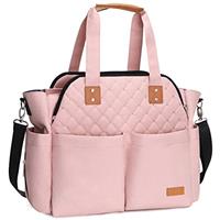Lekebaby Baby Changing Bag - Large Nappy Bags for Mom and Dad, Stylish Travel Tote with Changing Mat, Quilted Grey