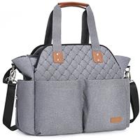 Lekebaby Baby Changing Bag - Large Nappy Bags for Mom and Dad, Stylish Travel Tote with Changing Mat, Quilted Grey