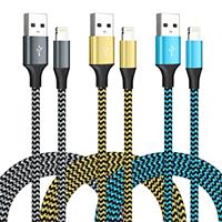Apple iPhone Charging Cables 3Pack, MFi Certified Lightning Cable Nylon Braided for iPhone 14 Plus/Pro, 13, 12, 11 Pro Max, XS, X, XR, 8, 7, 6