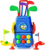 Toddler Golf Set Toys for Kids, Upgrade Golf Suitcase Game Play Set with 4 Colorful Golf Sticks 6 Balls 2 Practice Holes and a Putting Mat Indoor & Outdoor Toys for Toddlers Boys Girls
