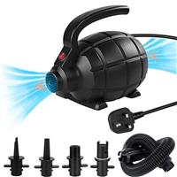 RISINGUKST Electric Air Pump Inflatable Pump, 600W High Power Electric Pump for Air Inflator Deflator, Quick Inflate 4 Sizes Nozzle for Air Mat Paddling Pool Beach Toys Air Bed Mattress Paddling Pool