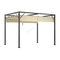 BIRCHTREE Steel Frame Pergola Gazebo 180g PE Polyester UV-Resistant Backyard Garden Sun Shade Roof Shelter Porch Awning Retractable Slide Canopy Outdoor Grape Trellis Patio 3X2M