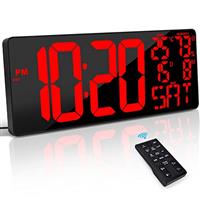 XREXS 18 Inch Extra Large Digital Wall Clock with Remote Control, LED Large Wall Clocks, Count Up/Down Timer, Auto-Dimming Alarm Clock with Day/Date/Temp/Humidity/DST for Living Room, Gym, Classroom