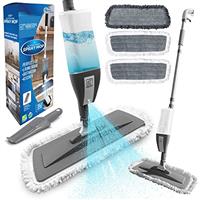 Microfibre Floor Spray Mop Dry Wet Mop Kitchen Floor Cleaning 360 Swivel Head Suitable for Cleaning Tile Laminate Hardwood Ceramic with 3 Replacement Pads, 600ML Refillable Bottle & 1 Scraper