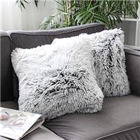 Uhomy 2 Packs Home Decorative Super Soft Luxury Series Plush Faux Fur Throw Pillow Cover Ombre Color Cushion Case for Sofa/Bed. 18x18 Inch 45x45 Cm
