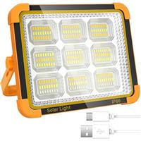KOLLNIX Solar LED Rechargeable Work Light - 100W Portable Emergency Light with 5 Lighting Modes - Power Bank LED Flood Spotlight Lamp for Garage, Hiking, Yard, Outdoor, Car Repairing, Fishing