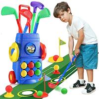 Toddler Golf Set Toys for Kids, Upgrade Golf Suitcase Game Play Set with 4 Colorful Golf Sticks 6 Ba