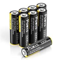 POWXS AA Rechargeable Batteries 2800mAh Ni-MH AA Batteries, 1200 Cycles Low Self-Discharge High Capactiy & Durable, Pack of 8