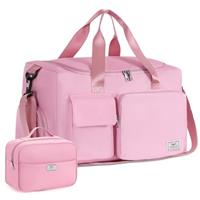 FIORETTO Womens Mens Sports Gym Bag Duffle Bag with Shoes Compartment, Weekend Travel Bag Overnight Bag for Women, Water Resistant Holdall Hospital Bag for Swimming Leopard Print