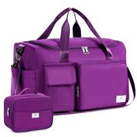 FIORETTO Womens Mens Sports Gym Bag Duffle Bag with Shoes Compartment, Weekend Travel Bag Overnight Bag for Women, Water Resistant Holdall Hospital Bag for Swimming Leopard Print