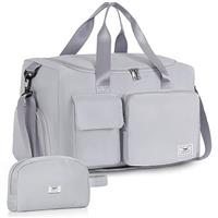 FIORETTO Womens Mens Sports Gym Bag Duffle Bag with Shoes Compartment, Weekend Travel Bag Overnight Bag for Women, Water Resistant Holdall Hospital Bag for Swimming Leopard Print