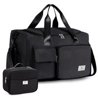 FIORETTO Womens Mens Sports Gym Bag Duffle Bag with Shoes Compartment, Weekend Travel Bag Overnight Bag for Women, Water Resistant Holdall Hospital Bag for Swimming Leopard Print