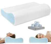 PKBD Memory Foam Pillow with Replacement Pillowcase(Cooling Ice Silk&Cotton),Neck/Shoulder Pain Relief,Ergonomic Orthopedic Cervical Pillow,Neck Contoured Bed Pillow for Side,Back,Stomach Sleepers