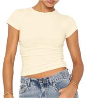 LACOZY Women's Short Sleeve Crop Top Solid Color Slim Fit T-Shirt Y2K Streetwear Black S, M, L, XL