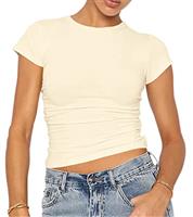 LACOZY Women's Short Sleeve Crop Top Solid Color Slim Fit T-Shirt Y2K Streetwear Black S, M, L, XL