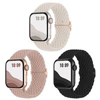 Joehwerr Anti-Slip Braided Band 3-Pack Compatible for Apple Watch Straps 38mm 40mm 41mm 42mm 44mm 45mm 49mm Women, Adjustable Stretchy Elastic Replacement Strap for iWatch Ultra SE 9 8 7 6 5 4 3 2 1