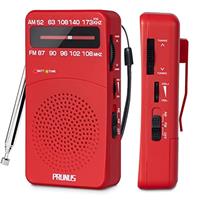 J-166 Portable Radio Battery Operated, AM FM Radio Pocket, Small Radio Transistor with Tuning Light, Back Clip, Excellent Reception for Outdoor & Indoor & Emergencies by PRUNUS