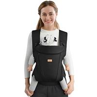 CUBY Black Baby Carriers from Newborn, Summer Easy Zipper Toddler Wrap Baby Holder Belt Front Facing & Back Ergonomic Carrier Mesh Adjustable Head Neck Support Baby Carrier