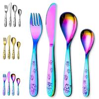 Evanda 4 Pieces Toddler Utensils, Stainless Steel Kids Utensils Forks and Spoons, Mirror Polished Smooth Round Tableware, Dishwasher Safe