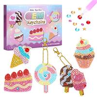 Fullove Arts and Crafts for Kids, 5D Diamond Painting Gem Keychains Crafts Kits