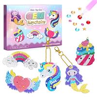 Fullove Arts and Crafts for Kids, 5D Diamond Painting Gem Keychains Crafts Kits