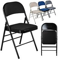 Nyxi Folding Chairs with Padded Fabric Seats, Metal Frame, Foldable Chair Home Office Dinning, Multi-Purpose Indoor & Outdoor