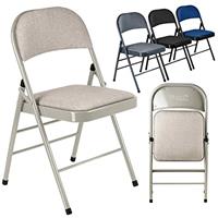 Nyxi Folding Chairs with Padded Fabric Seats, Metal Frame, Foldable Chair Home Office Dinning, Multi-Purpose Indoor & Outdoor