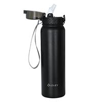 OLDLEY Stainless Steel Water Bottle with Straw 1L Vaccum Insulated Large Drink Flask 1 litre Metal Water Bottles Leakproof Keep Drinks Hot Cold for Sports Gym Bike Camping Travel with Different Lids