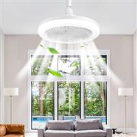 BomKra LED Ceiling Fan with Lights, Enclosed Low Profile Fan Light, Socket Ceiling Fan with and Remote, Small Electric Fan Gimbal Lamp Holder for Small Spaces Bedroom Home Office Dormitory