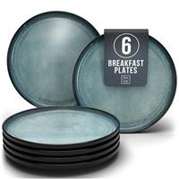 24 Piece Dinner Sets for 6 People - Beautiful Mediterranean Style Stoneware Dinner Set for 6 - Dishwasher & Microwave Safe Plates and Bowls Set for 6 - Dinnerware Sets by Pure Living in Deep Blue