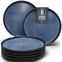 24 Piece Dinner Sets for 6 People - Beautiful Mediterranean Style Stoneware Dinner Set for 6 - Dishwasher & Microwave Safe Plates and Bowls Set for 6 - Dinnerware Sets by Pure Living in Deep Blue